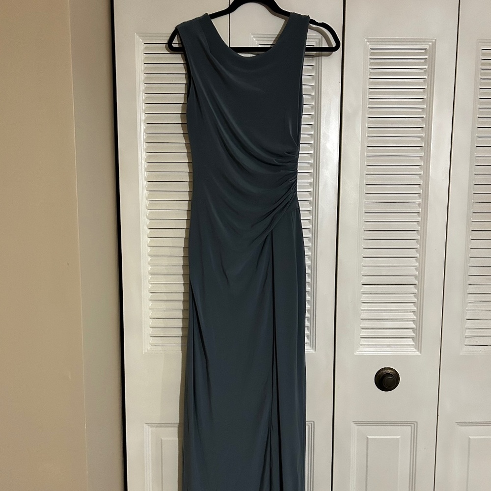 Sorella Vita Dusty Blue Ruched Bridesmaid Gown Size 6 Formal Evening Dress